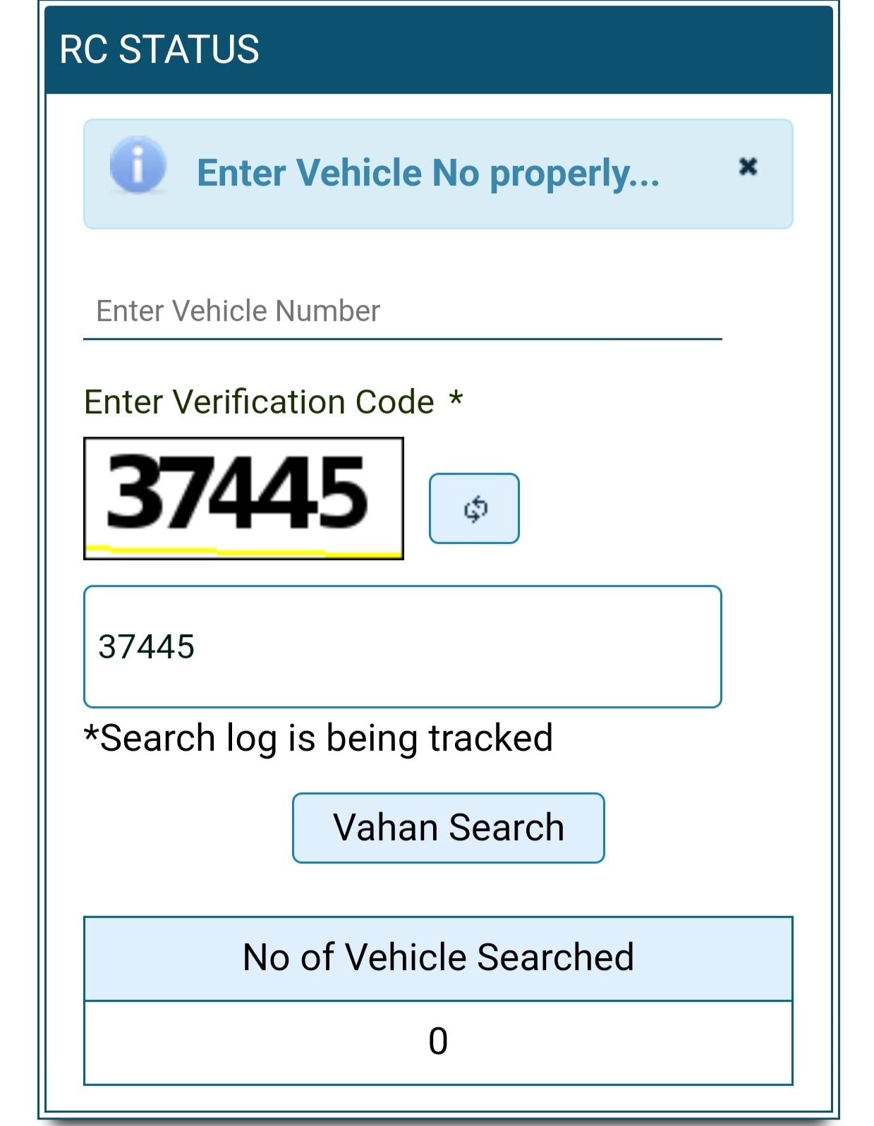 Vehicle Insurance Status Search
