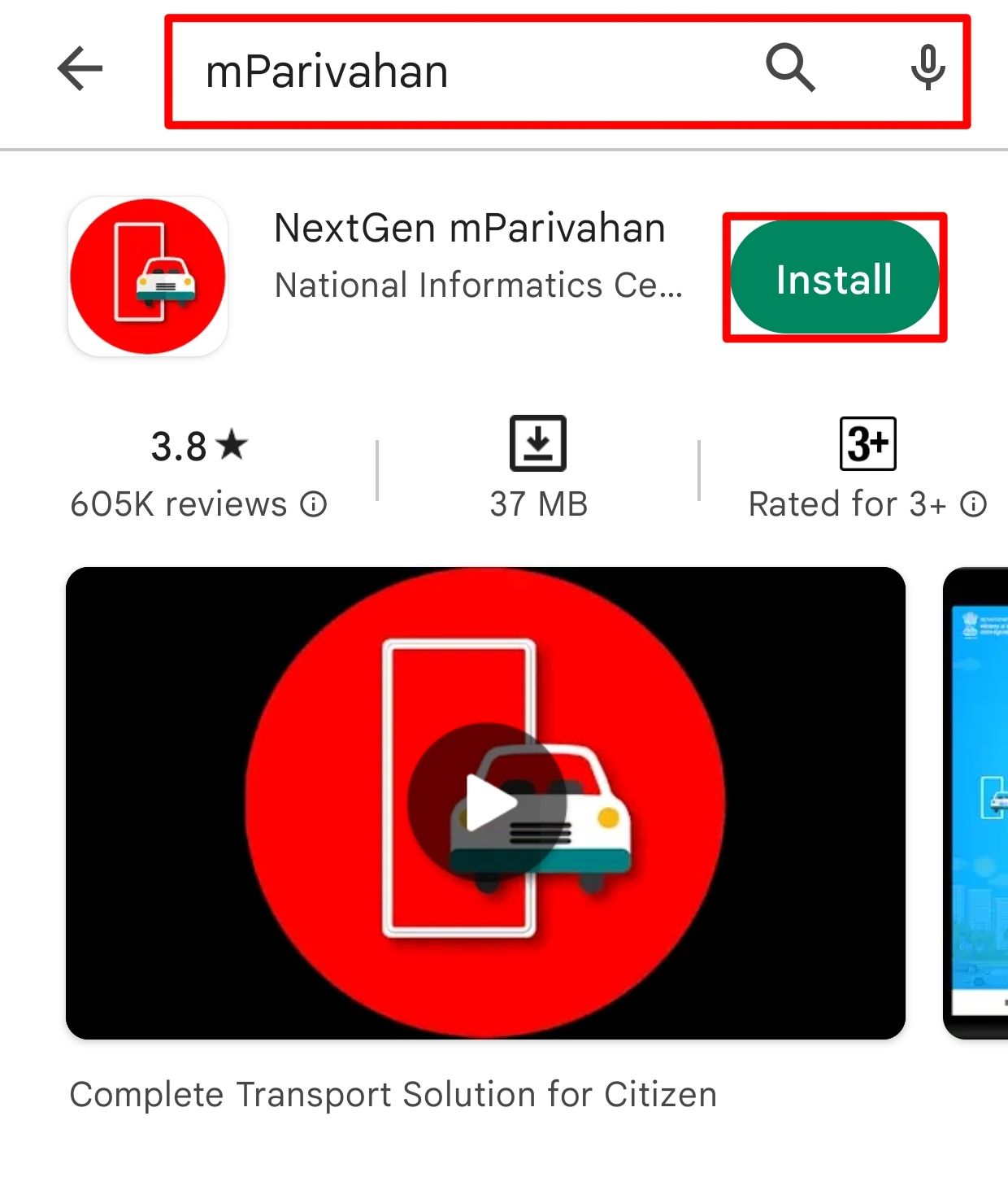 Mparivahan app Install