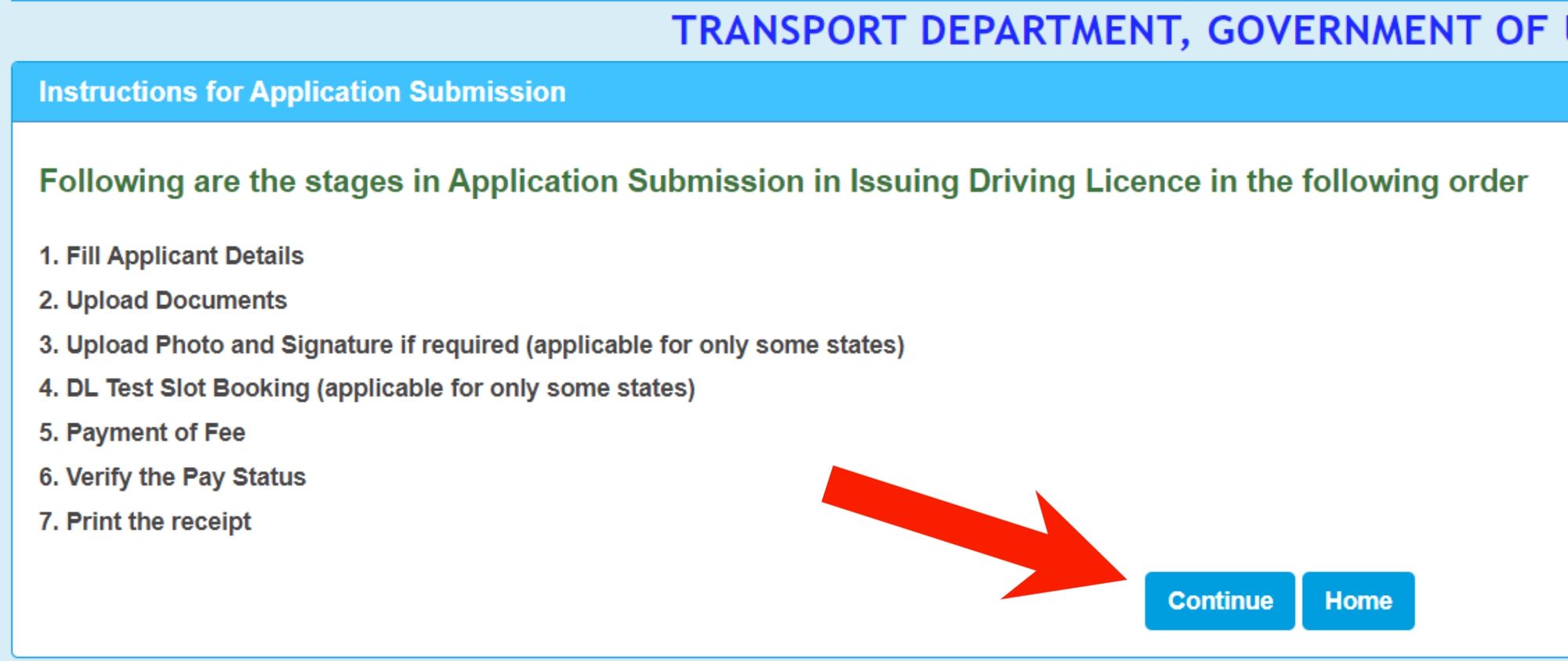 Driving Licence Application Stages