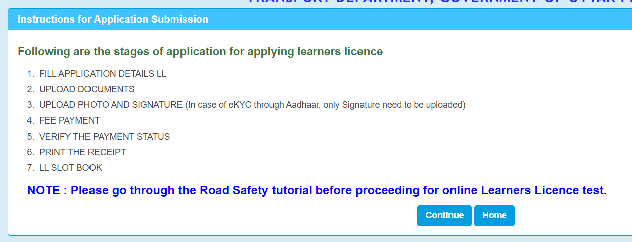 Driving Licence Apply Process