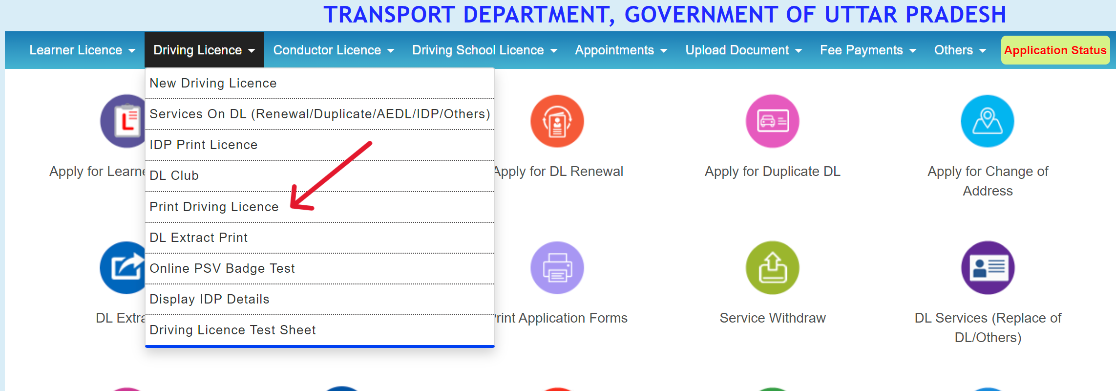 Sarathi Parivahan Dashboard