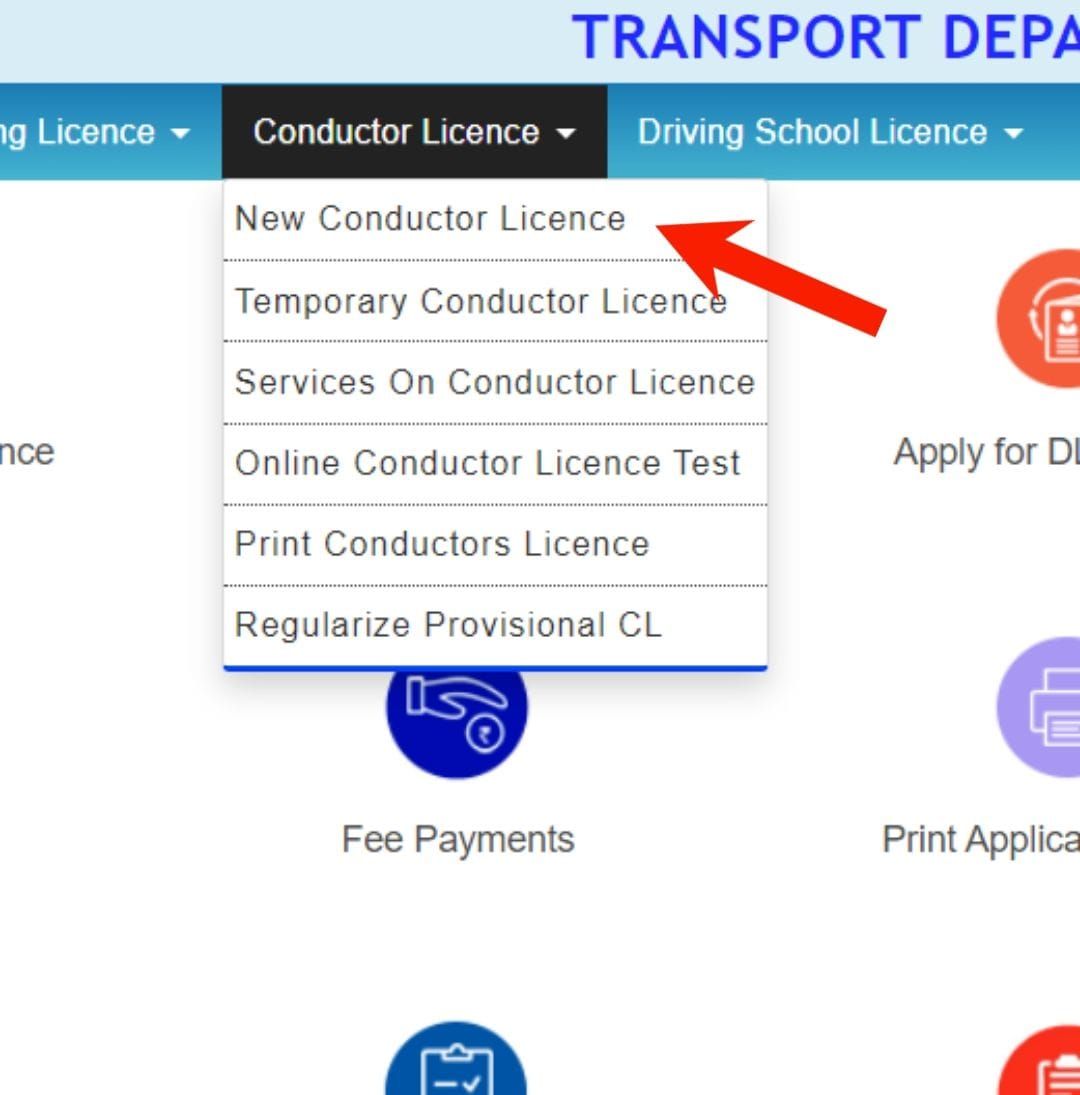 Conducter Licence Menu