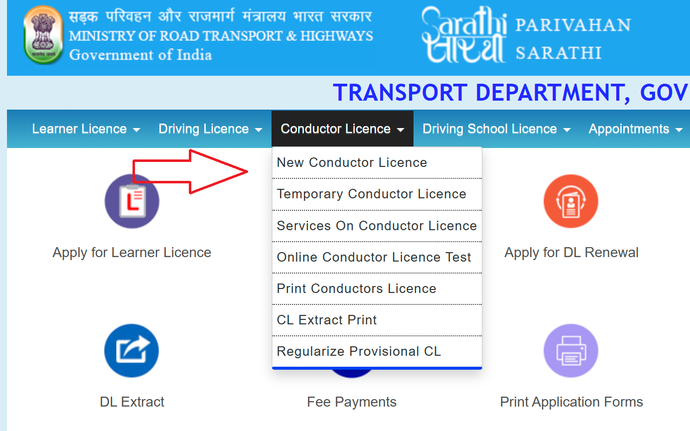 Conductor Licence Menu